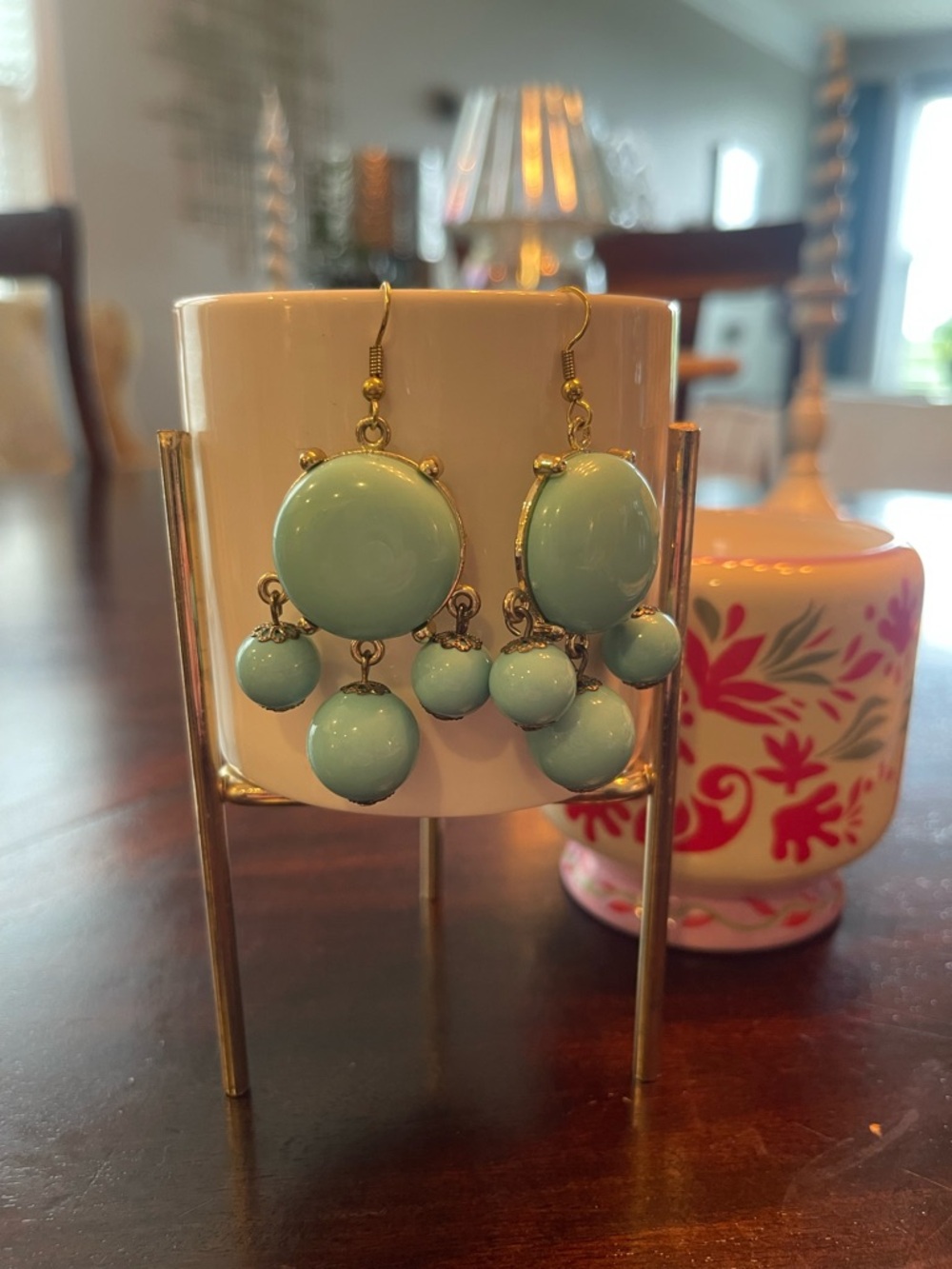 Teal+Gold Earrings